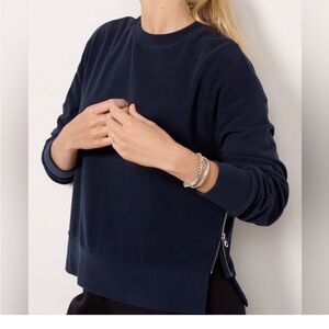 Varley Navy Horton Side Zip Midlayer Brushed Rib Women’s Sweatshirt Medium